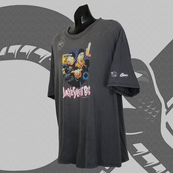 Vintage Jay and Silent Bob T-Shirt Men's XL 90s Distressed Black - Picture 2 of 6